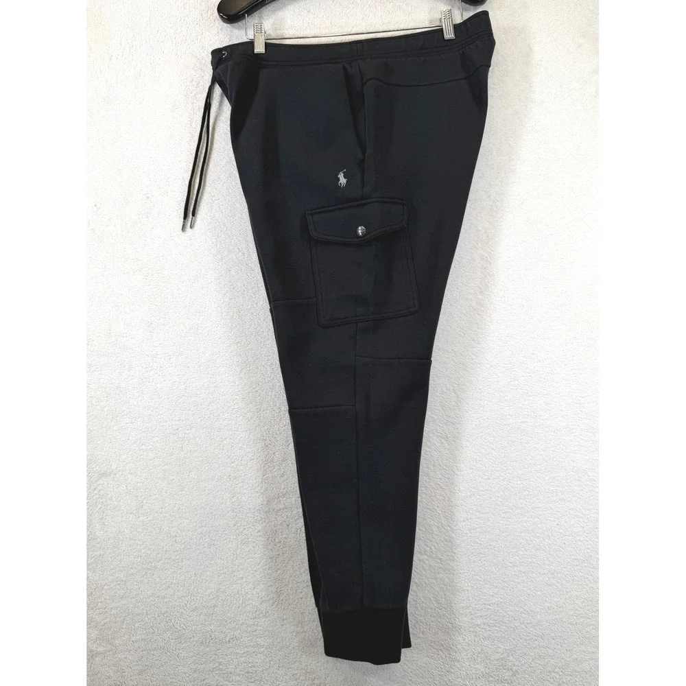 Polo Ralph Lauren Mens Black Double-Knit Cargo Jogger Pants XL Pony Logo